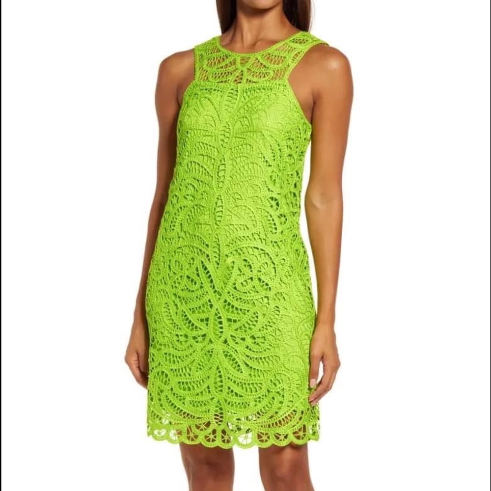 Lily Pulitzer Siesta Shift Matcha Green Knit Lace Dress